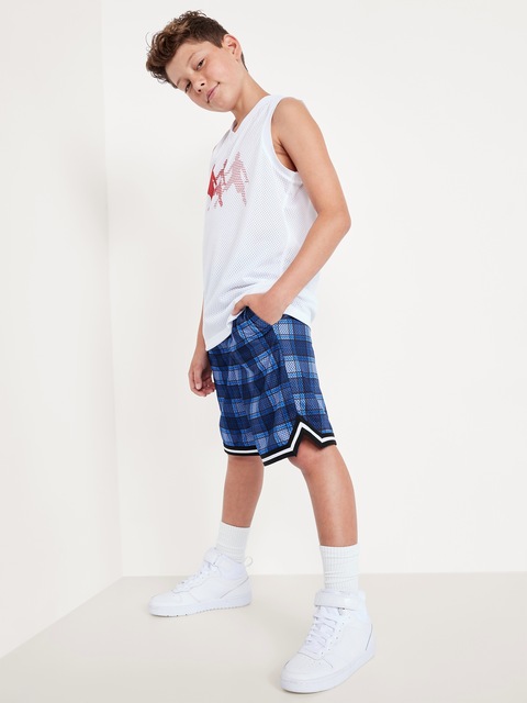 Knee Length Mesh Basketball Shorts for Boys - Blue