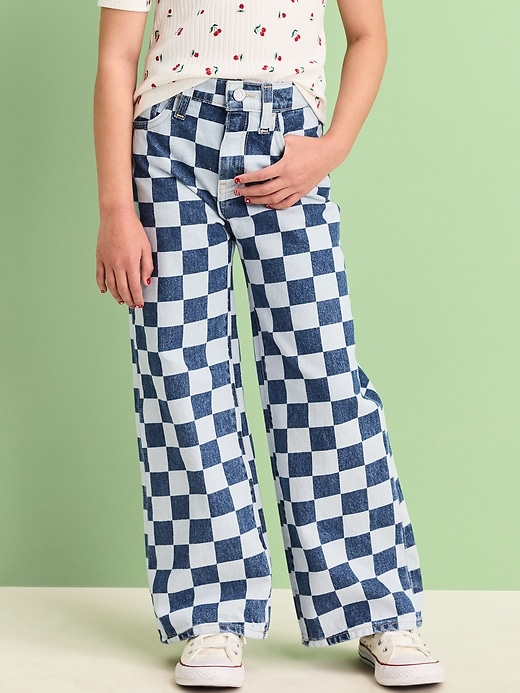 Image number 3 showing, Printed Baggy Wide-Leg Jeans for Girls