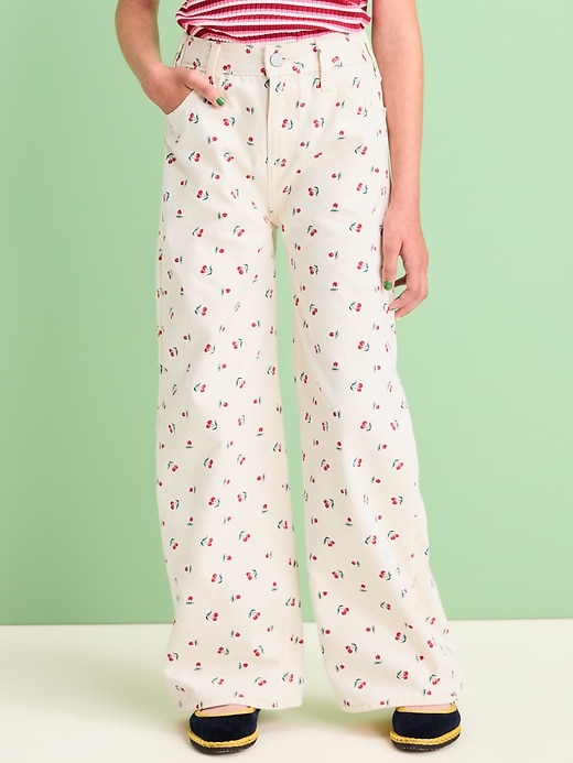 Image number 3 showing, Printed High-Waisted Baggy Wide-Leg Jeans for Girls