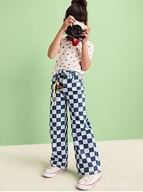 Image number 1 showing, Printed Baggy Wide-Leg Jeans for Girls