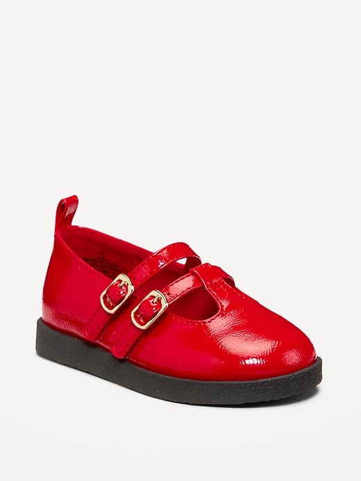 View large product image 1 of 4. Shiny Faux-Leather Double-Buckle Mary Jane Shoes for Toddler Girls