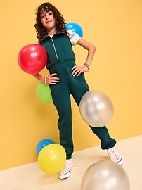 Image number 3 showing, Bounce Fleece Sleeveless Zip-Front Jumpsuit for Girls