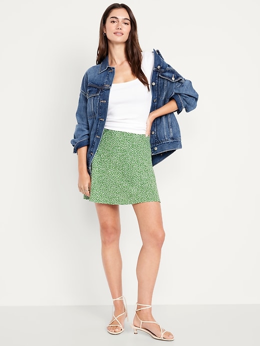 Image number 1 showing, High-Waisted Crepe Mini Skirt