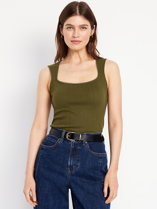 Image number 1 showing, Sleeveless Pointelle Top