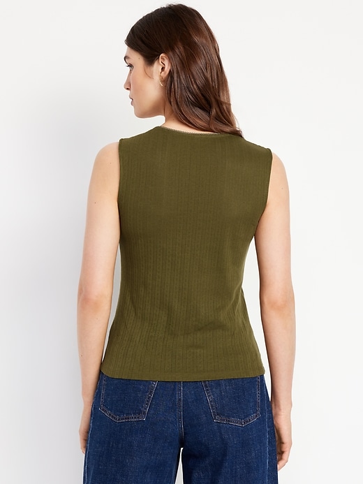 Image number 2 showing, Sleeveless Pointelle Top