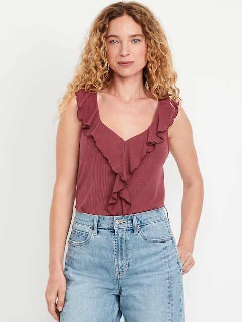 Sleeveless Ruffle Top
