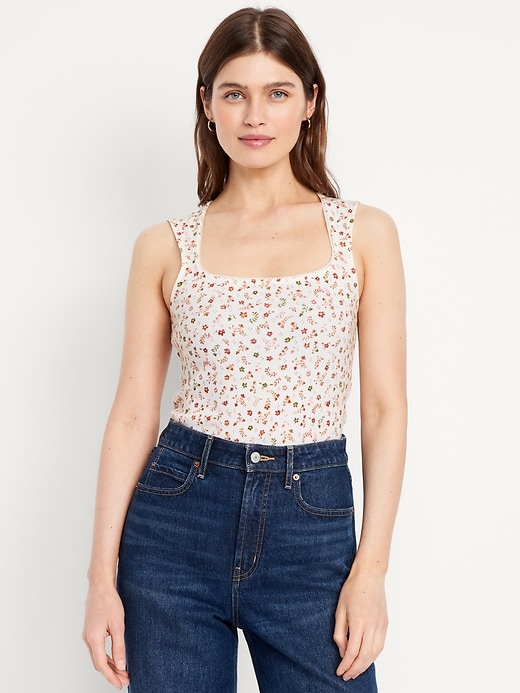 Image number 1 showing, Trapeze-Neck Floral Top