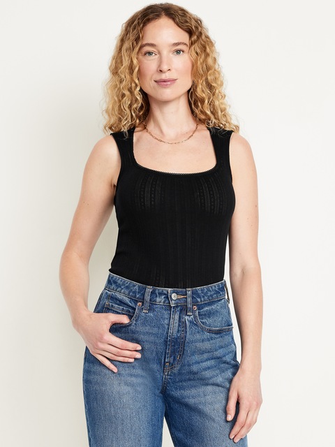 Haut sans manches en tricot pointelle
