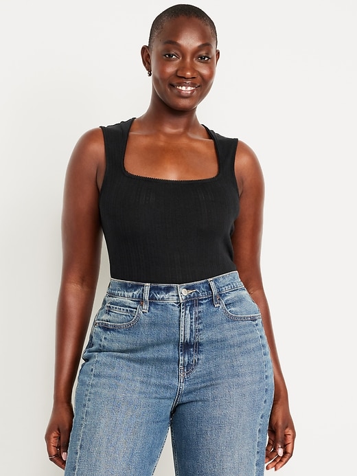 L'image numéro 4 présente Haut sans manches en tricot pointelle