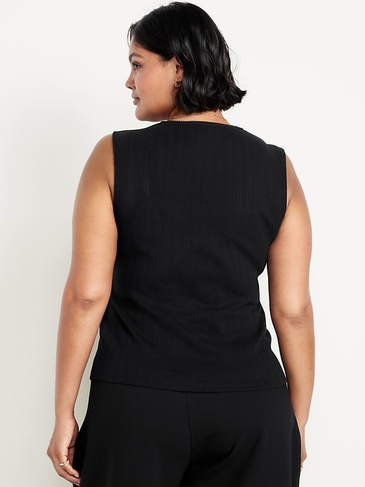 L'image numéro 7 présente Haut sans manches en tricot pointelle