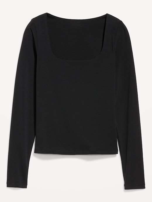 Image number 8 showing, Fitted Double-Layer Scoop-Neck Top