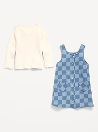 Image number 3 showing, Long-Sleeve Ribbed T-Shirt and Dress Set for Toddler Girls