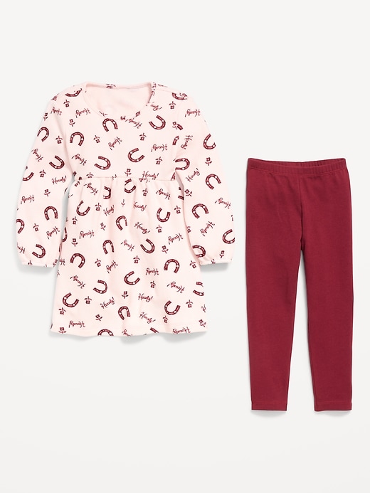 Image number 2 showing, Long-Sleeve Waffle-Knit Dress and Leggings Set for Toddler Girls