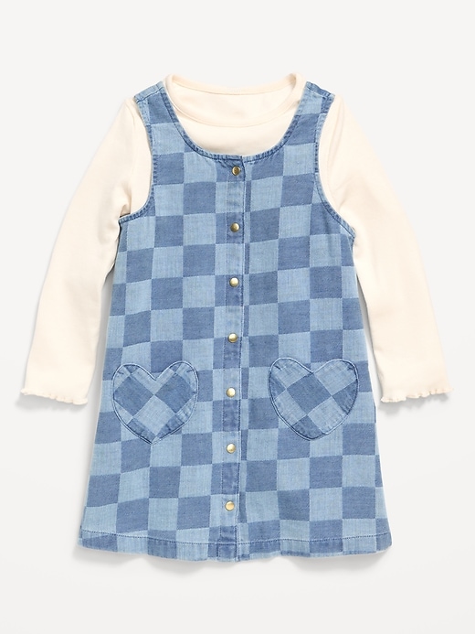 Image number 1 showing, Long-Sleeve Ribbed T-Shirt and Dress Set for Toddler Girls
