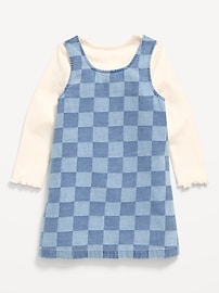 Image number 2 showing, Long-Sleeve Ribbed T-Shirt and Dress Set for Toddler Girls