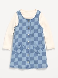 Image number 1 showing, Long-Sleeve Ribbed T-Shirt and Dress Set for Toddler Girls