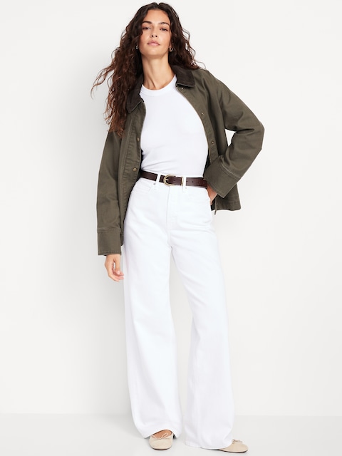 Extra High-Waisted Wide-Leg Jeans - White
