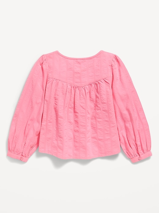 Image number 3 showing, Long-Sleeve Lace Trim Button-Front Top for Girls
