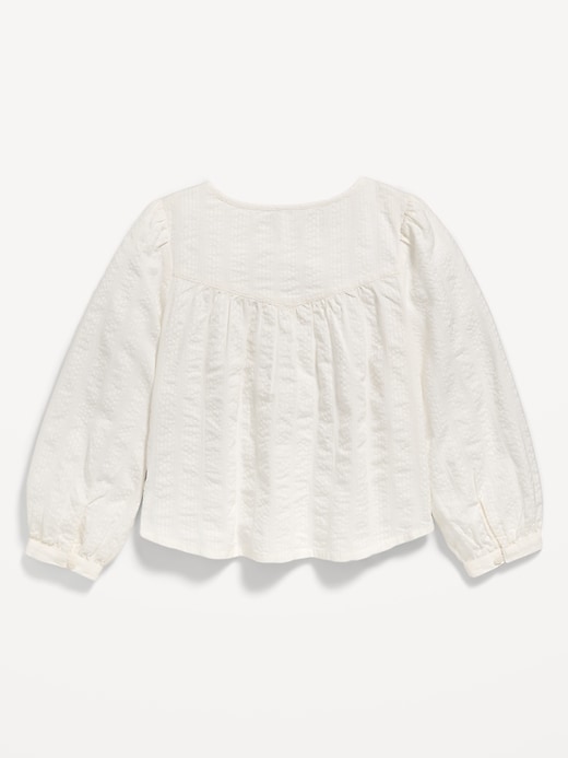 Image number 3 showing, Long-Sleeve Lace Trim Button-Front Top for Girls