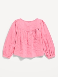 Image number 3 showing, Long-Sleeve Lace Trim Button-Front Top for Girls