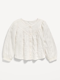 Image number 2 showing, Long-Sleeve Lace Trim Button-Front Top for Girls