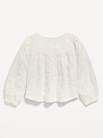 Image number 3 showing, Long-Sleeve Lace Trim Button-Front Top for Girls