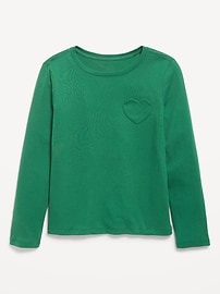 Image number 1 showing, Softest Long-Sleeve Heart-Pocket T-Shirt for Girls
