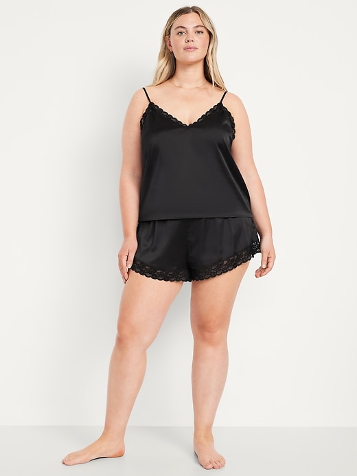 Image number 7 showing, Lace-Trim Satin Pajama Short Set