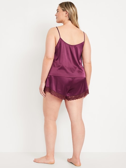 Image number 7 showing, Lace-Trim Satin Pajama Short Set