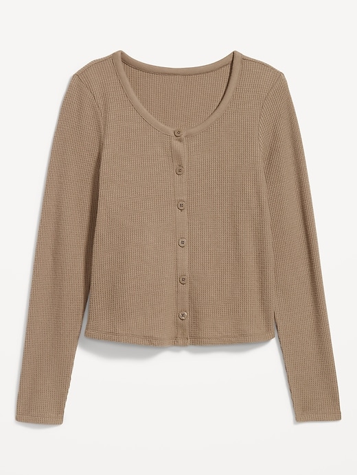 Image number 6 showing, Button-Down Waffle-Knit Sleep Top