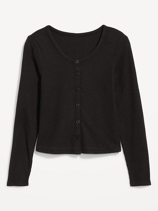 Image number 6 showing, Button-Down Waffle-Knit Sleep Top