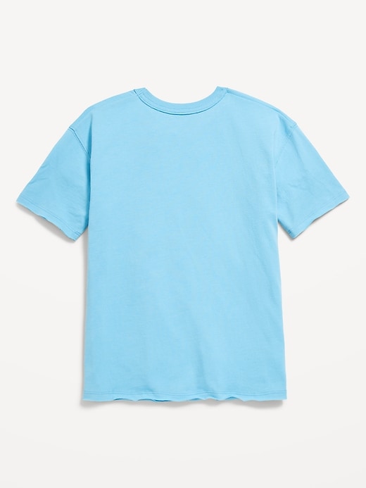 Voir une image plus grande du produit 2 de 2. T-shirt surdimensionné à lisière brute et à manches courtes avec imprimé pour fille