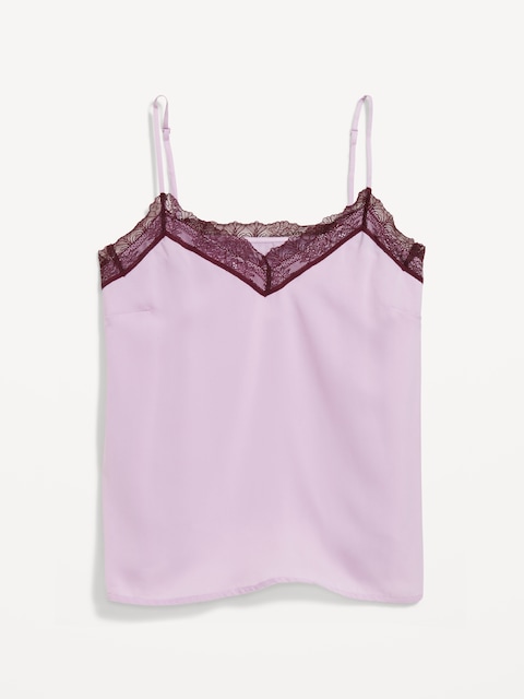 Lace-Trim Satin Cami Top