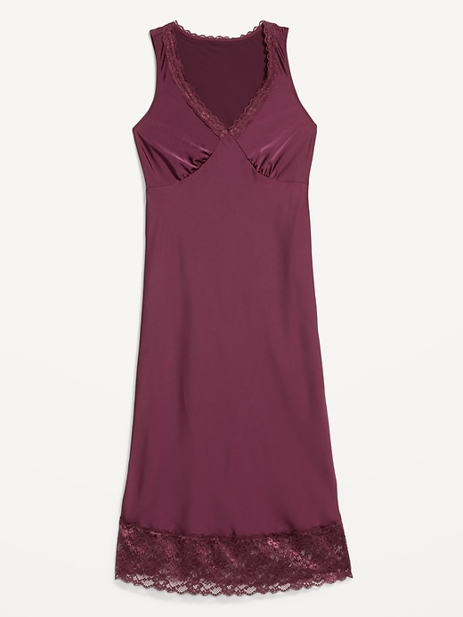 Image number 1 showing, Lace-Trim Satin Midi Dress