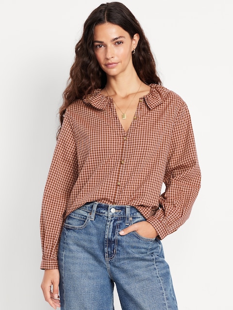 Button-Down Ruffle Shirt - Multi