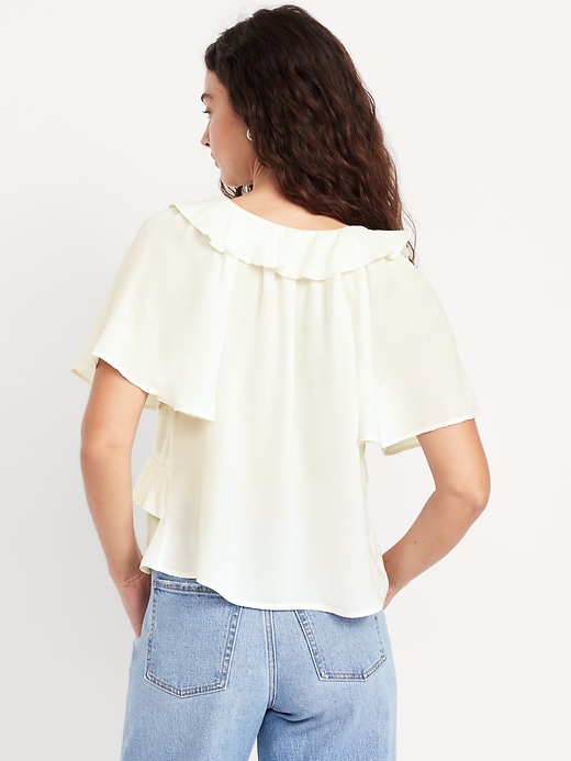 Image number 7 showing, Satin Ruffle Tie-Front Top