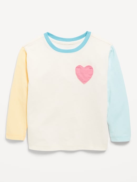Image number 1 showing, Long-Sleeve Heart Pocket T-Shirt for Toddler Girls