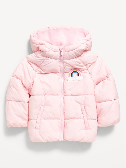 Image number 1 showing, Water-Resistant Embroidered Puffer Jacket for Toddler Girls
