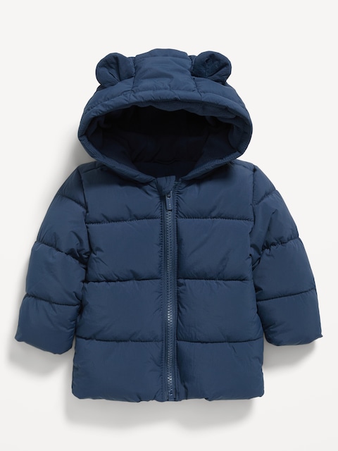 Water-Resistant Hooded Critter Puffer Jacket for Baby
