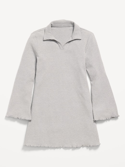 Image number 3 showing, Long-Sleeve Fit and Flare Ribbed Polo Dress for Girls
