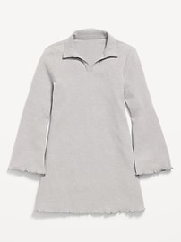 Image number 3 showing, Long-Sleeve Fit and Flare Ribbed Polo Dress for Girls