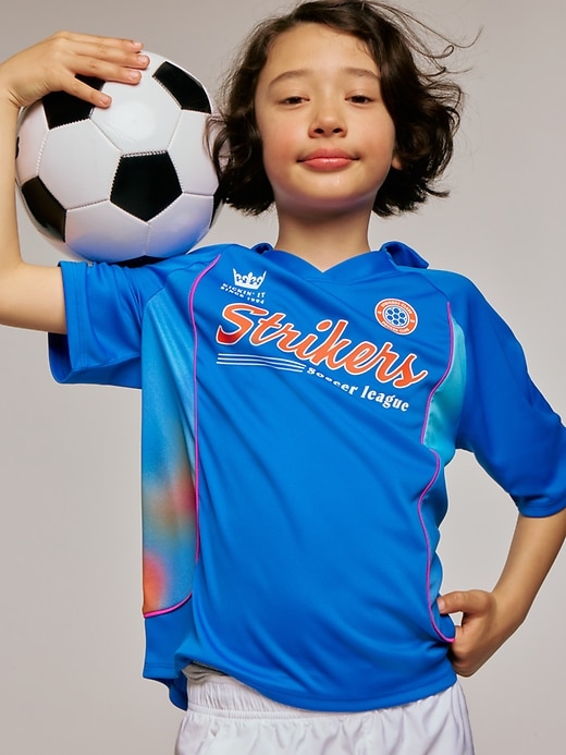 View large product image 1 of 3. Oversized Collared Graphic Performance Top for Boys