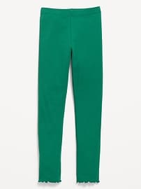 Image number 1 showing, High-Waisted Lettuce Edge Rib-Knit Leggings for Girls