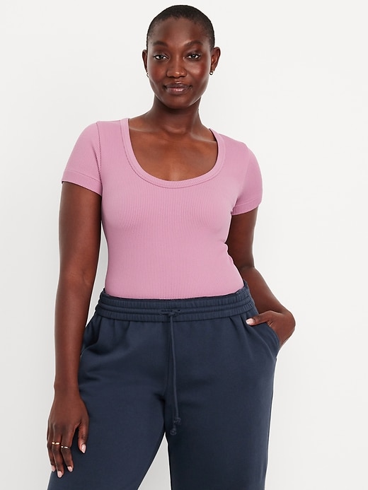 L'image numéro 5 présente T-shirt court côtelé Zénitude sans coutures