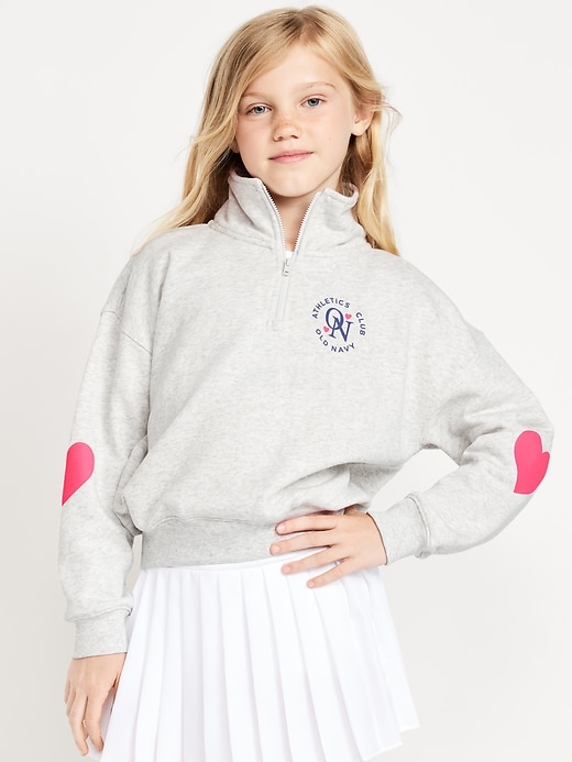View large product image 1 of 5. Oversized Quarter-Zip Graphic Sweatshirt for Girls