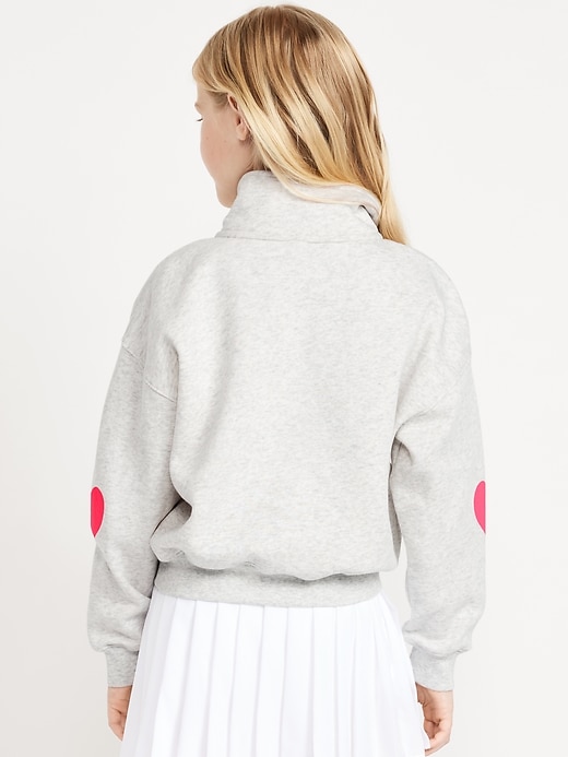 View large product image 2 of 5. Oversized Quarter-Zip Graphic Sweatshirt for Girls