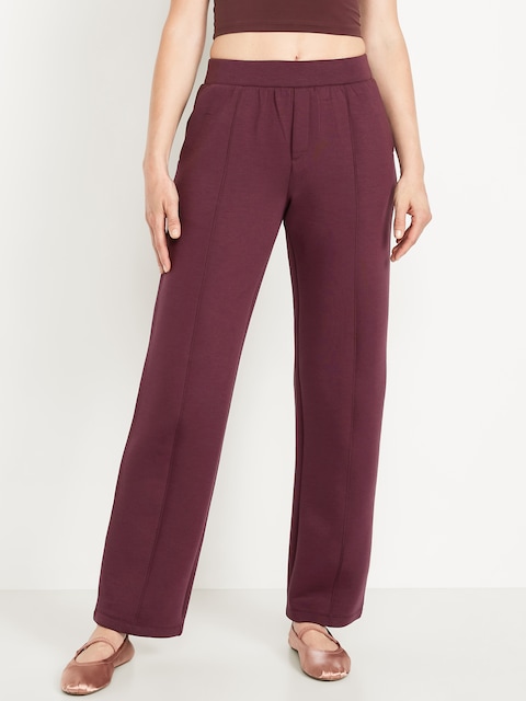 High-Waisted Bounce Fleece Trouser Sweatpants - Red