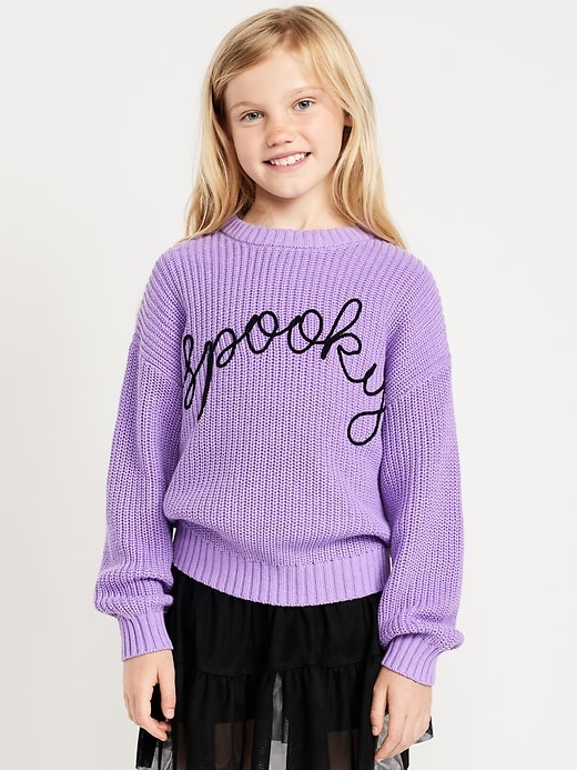View large product image 1 of 3. Oversized Crew-Neck Sweater for Girls