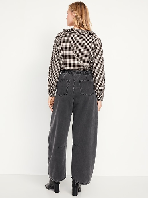 Image number 5 showing, High-Waisted Pull-On Barrel Jeans