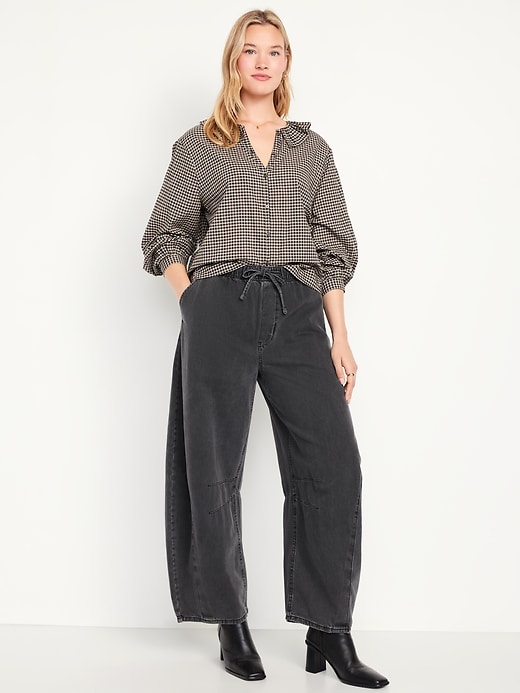 Image number 2 showing, High-Waisted Pull-On Barrel Jeans